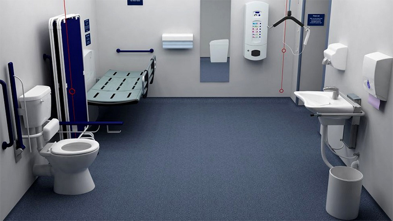 Disability changing room at a swimming pool